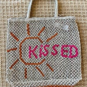 Sun-Kissed Woven Tote - Pink and Orange Beach Tote